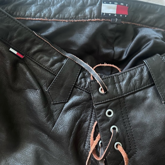 NWOT Y2K vintage leather lace up pants. Tommy Hilfiger. - Picture 3 of 13